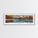 Fort Worth Texas Panoramic Painting, Framed Canvas Print, Mid Century Modern Wall Art, Retro Pop Art Travel Poster, Home Decor, City Art