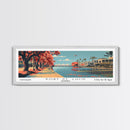 Port St. Lucie Florida Panoramic Painting, Mid Century Modern Framed Canvas Print, Retro Pop Art Travel Poster, Home Decor, Cityscape Art