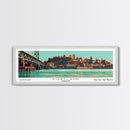 Portland Oregon Panoramic Wall Art, Mid Century Modern Framed Canvas Print, Retro Pop Art Travel Poster, Office Decor, Living Room Art