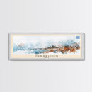 Heraklion Greece Panoramic Travel Poster, Framed Canvas Print or Metal Wall Art, Travel Art, Home Decor, Panoramic Painting, Midcentury Art
