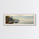 Burt Lake Michigan Framed Canvas Print, Panoramic Lake House Decor, Wall Art, Travel Poster, Rustic Lake Painting, Nature Art