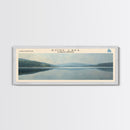 Dore Lake Framed Canvas Print, Lake House Decor, Panoramic Wall Art, Travel Poster, Rustic Lake Painting, Home Decor