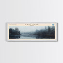 East Lake Oregon Framed Canvas Print, Panoramic Lake House Decor, Wall Art, Travel Poster, Rustic Lake Painting, Home Decor