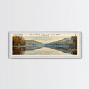 Mercer Lake New Jersey Framed Canvas Print, Lake House Decor, Panoramic Wall Art, Travel Poster, Landscape Painting, Bedroom Decor