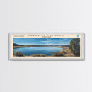 Presa El Cuchillo Lake Framed Canvas Print, Lake House Decor, Panoramic Wall Art, Travel Poster, Beautiful Landscape Painting, Contemporary Art
