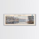 Sawmill Lake Indiana Framed Canvas Print, Lake House Decor, Panoramic Wall Art, Travel Poster, Serene Lake Painting, Bedroom Decor