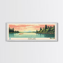 Amisk Lake Saskatchewan Framed Canvas Print, Panoramic Wall Art, Midcentury Modern, Pop Art, Travel Poster, Scenic Living Room Art