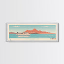 Canyon Ferry Lake Montana Framed Canvas Print, Pop Art Panoramic Travel Poster, Bedroom Decor, Midcentury Modern, Wall Art, Scenic Lake House, Nature Art