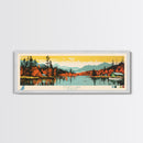 Echo Lake Montana Framed Canvas Print, Panoramic Wall Art, Midcentury Modern, Pop Art, Living Room Decor, Travel Poster, Nature Art