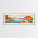 Fool Hollow Lake Arizona Framed Canvas Print, Panoramic Art, Midcentury Modern, Pop Art, Living Room Decor, Travel Poster, Lake Painting, Wall Art