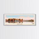 Jordan Lake North Carolina Framed Canvas Print, Panoramic Art, Midcentury Modern, Pop Art, Lake House Decor, Travel Poster, Living Room Art