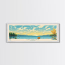 Lake Charlevoix Michigan Framed Canvas Print, Panoramic Wall Art, Midcentury Modern, Pop Art, Bedroom Decor, Travel Poster, Living Room Art