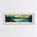Lake Cushman Washington Framed Canvas Print, Panoramic Wall Art, Midcentury Modern, Pop Art, Bedroom Decor, Travel Poster, Living Room Art