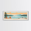 Lake Fontana North Carolina Framed Canvas Print, Panoramic Art, Midcentury Modern, Pop Art, Living Room Wall Art, Travel Poster, Lake House Decor