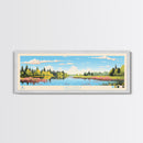 Lake Itasca Minneapolis Framed Canvas Print, Panoramic Wall Art, Midcentury Modern, Pop Art, Lake House Decor, Travel Poster, Bedroom Art