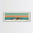 Lake Pontchartrain Louisiana Framed Canvas Print, Panoramic Wall Art, Midcentury Modern, Pop Art, Living Room Decor, Travel Poster, Lake House Art