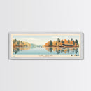 Lake Sinclair Georgia Framed Canvas Print, Panoramic Wall Art, Midcentury Modern, Pop Art, Living Room Decor, Travel Poster, Lake House Art