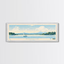 Skaneateles Lake, New York Framed Canvas Print, Lake House Art, Midcentury Modern Decor, Pop Art, Travel Poster, Living Room Wall Art
