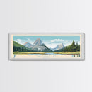Swiftcurrent Lake, Montana Framed Canvas Print, Lake House Decor, Midcentury Modern Art, Pop Art, Travel Poster, Bedroom Wall Art