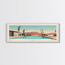 Willow Springs Lake, Arizona Panoramic Framed Canvas Print, Lake House Art, Midcentury Modern Decor, Pop Art, Travel Poster, Bedroom Wall Art