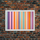Line Art - Bright Colors - Vertical Stripes - Mid Century Modern Artwork - Large Framed Panoramic Canvas- Abstract Geometric Wall Decor