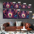 RPG pixel art, fantasy pixel art, Paladin Templar Art, synthwave style, framed canvas print, man cave art