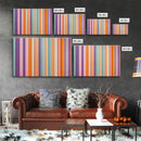 Line Art - Bright Colors - Vertical Stripes - Mid Century Modern Artwork - Large Framed Panoramic Canvas- Abstract Geometric Wall Decor