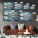 Reflections in Ice, Framed canvas print, unique farmhouse wall art, blue and white tones