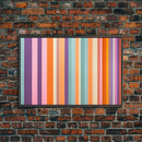 Line Art - Bright Colors - Vertical Stripes - Mid Century Modern Artwork - Large Framed Panoramic Canvas- Abstract Geometric Wall Decor