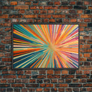 MCM Mid Century Modern Retro Canvas Print Mid Century Wall Art Large Wall Art Geometric Art in Teal Coral and Yellow "Light Speed Tunnel"