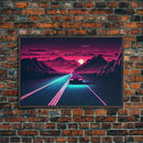 Midnight Drive, Unique Synthwave Style Retro Art, 80s style art, framed canvas print