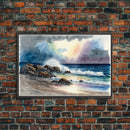 Modern Beach house Art | Framed Canvas Print | Whimsical Minimalist Decor | Cottagecore | Watercolor Painting Print