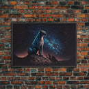 Cheetah Print, Synthwave Animal Prints, Cheetah and a starry night sky, framed canvas print, cute animal art