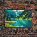 Calm and Serene Landscape Painting, Framed Canvas Print National Park Canvas Art, Framed wall decor, living room wall art, Pine Tree Lake