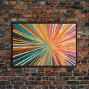 MCM Mid Century Modern Retro Canvas Print Mid Century Wall Art Large Wall Art Geometric Art in Teal Coral and Yellow "Light Speed Tunnel"