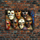 African Traditional Masks Framed Canvas Wall Art | Canvas Print Decor for Home & Office Decoration I Ready To Hang Canvas