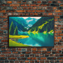 Calm and Serene Landscape Painting, Framed Canvas Print National Park Canvas Art, Framed wall decor, living room wall art, Pine Tree Lake
