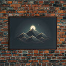 Black and Gold Art Deco Style Mountain landscape at Sunset, Framed Canvas Print, Large Format Wall Art, Huge Wall Decor