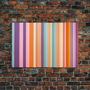 Line Art - Bright Colors - Vertical Stripes - Mid Century Modern Artwork - Large Framed Panoramic Canvas- Abstract Geometric Wall Decor
