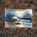 Modern Beach house Art | Framed Canvas Print | Whimsical Minimalist Decor | Cottagecore | Watercolor Painting Print