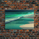 Canvas Print, Painting of Emerald Green Waves, Framed Canvas Art