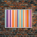 Line Art - Bright Colors - Vertical Stripes - Mid Century Modern Artwork - Large Framed Panoramic Canvas- Abstract Geometric Wall Decor