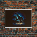 Starry Night over Africa, Giraffe Print, Framed Canvas Art, Galaxy Night Sky, Mancave decor