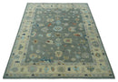 Hand knotted Gray and Beige Traditional Oushak Wool Area Rug