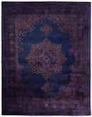 Custom Made Purple Traditional Floral Design Hand Tufted Overdyed Wool Area Rug