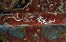 Hand Knotted Maroon And Blue Traditional Heriz Custom Made Wool Area Rug
