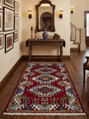 3x5 Hand Knotted Traditional Kazak Red and Ivory Wool Area Rug