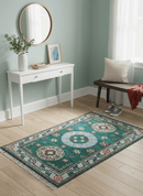3x5 Hand knotted Traditional Khotan Design Teal Wool Area Rug