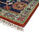 Hand Knotted Red, Ivory and Blue Traditional Heriz Multi size Wool Area Rug