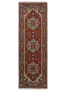 Hand Knotted Red, Ivory and Blue Traditional Heriz Multi size Wool Area Rug